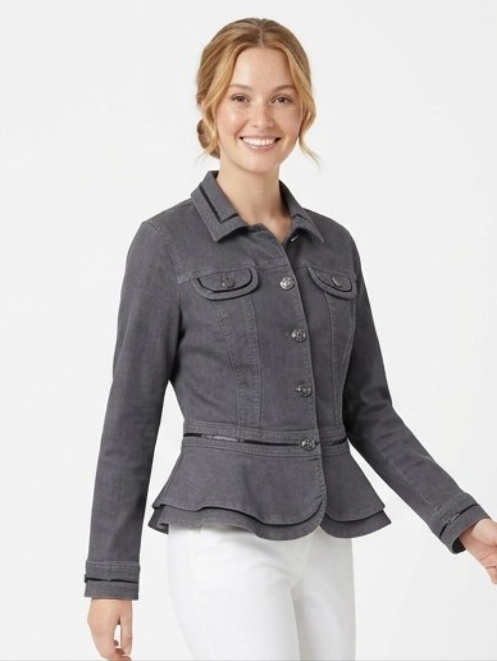 White House Black Market Gray Peplum Blazer